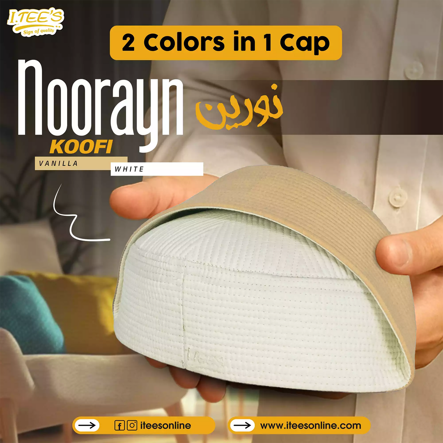 Noorayn Koofi (2 Colors in 1 Cap)